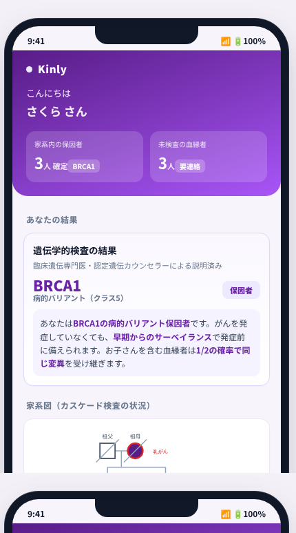 Kinly の画面イメージ